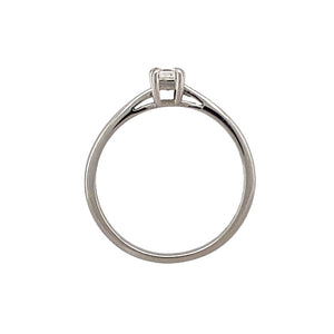 18ct White Gold & Diamond Set Emerald Cut Solitaire Ring