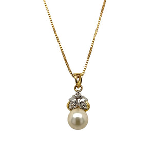 18ct Gold Diamond & Pearl 19" Necklace