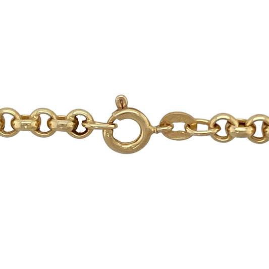 Bring classic style and versatile design to your collection with this pre-owned 9ct yellow gold belcher chain—a timeless piece with everyday appeal.

Design: The 24" chain features a traditional belcher link pattern with a 4mm width, offering a balanced and elegant look.
Material: Made from 9-carat yellow gold, the polished finish enhances the warm tone and highlights the rounded belcher links.