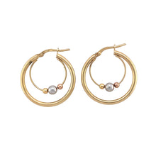 Load image into Gallery viewer, 9ct Gold Three Colour Bead Creole Earrings
