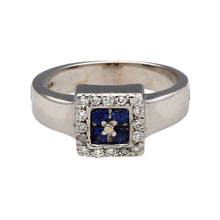 Load image into Gallery viewer, 18ct White Gold Diamond &amp; Sapphire Set Halo Ring
