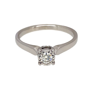 9ct White Gold & Diamond Illusion Set Solitaire Ring