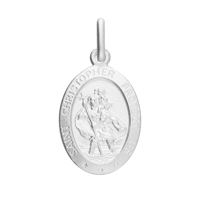 925 Silver Oval St Christopher Pendant