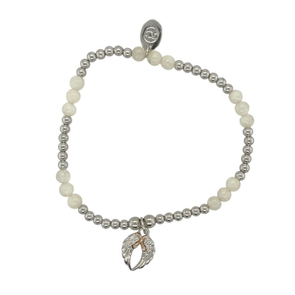 925 Silver & Quartz Clogau Angel Wings Stretchy Bracelet
