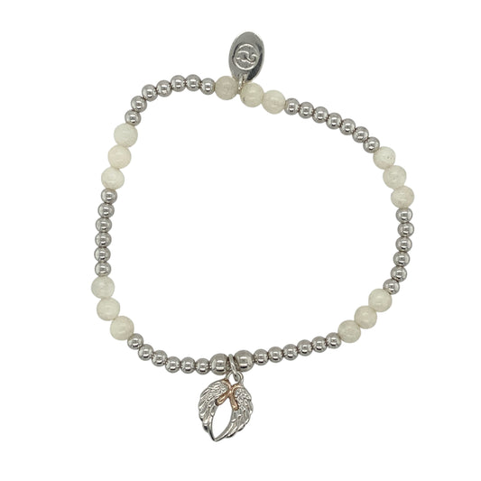 925 Silver & Quartz Clogau Angel Wings Stretchy Bracelet