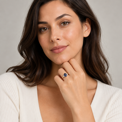 9ct Gold Lab Diamond & Sapphire Trilogy Ring