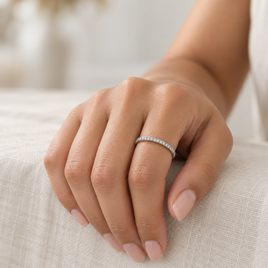 9ct White Gold & Cubic Zirconia Eternity Band Ring