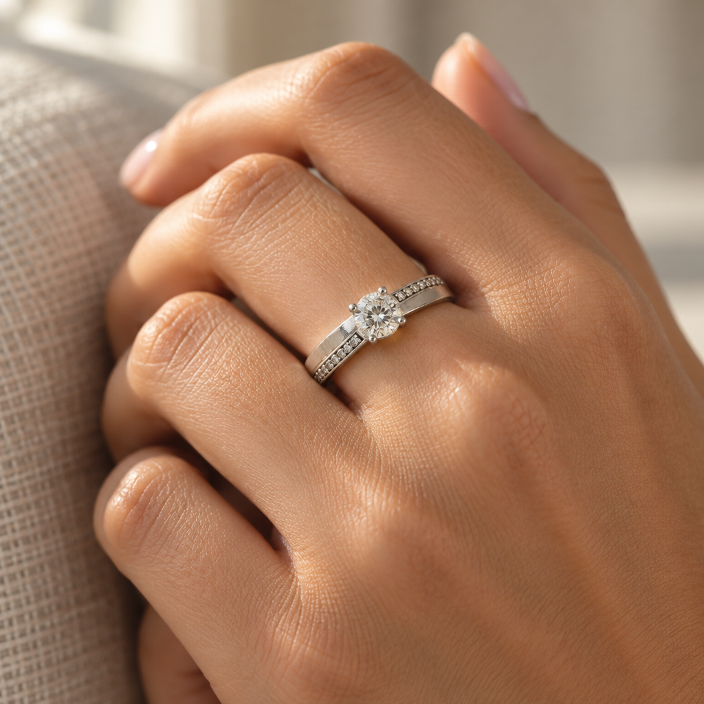 9ct White Gold & Cubic Zirconia Solitaire Ring