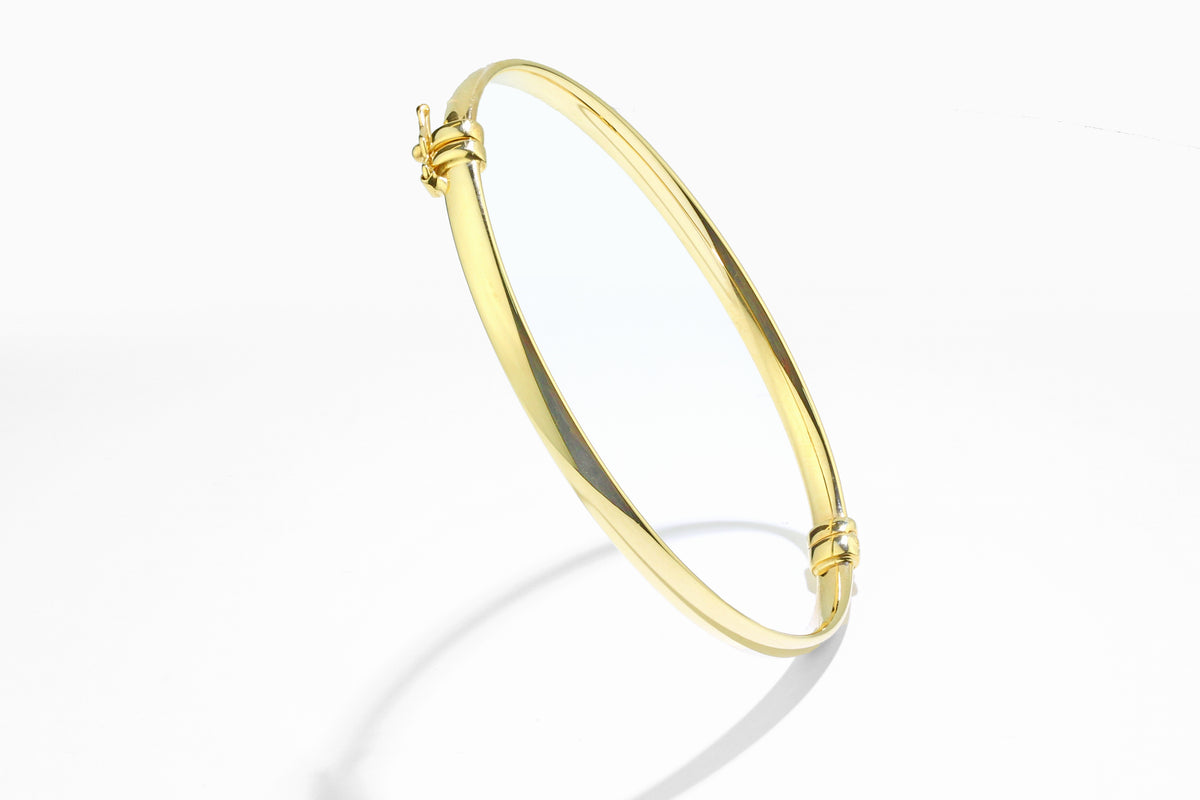 9ct Gold Plain Hinged Bangle