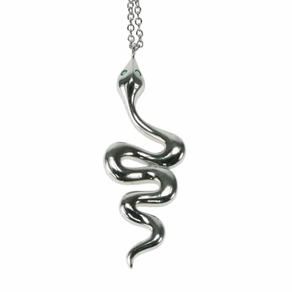 925 Silver & Green Stone Set Serpent 18