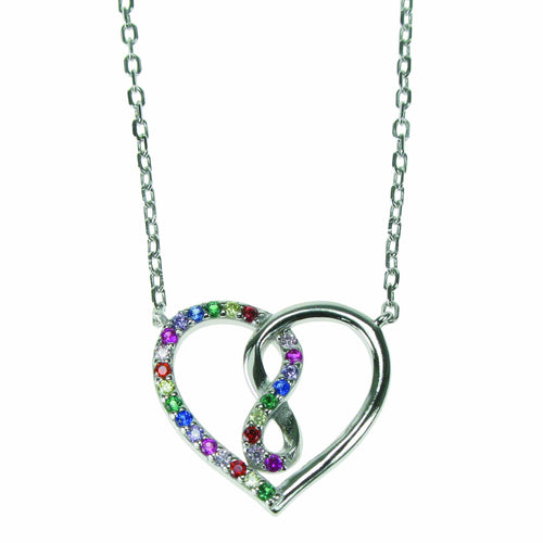 925 Silver & Multi Coloured Cubic Zirconia Set Open Infinity Heart 18