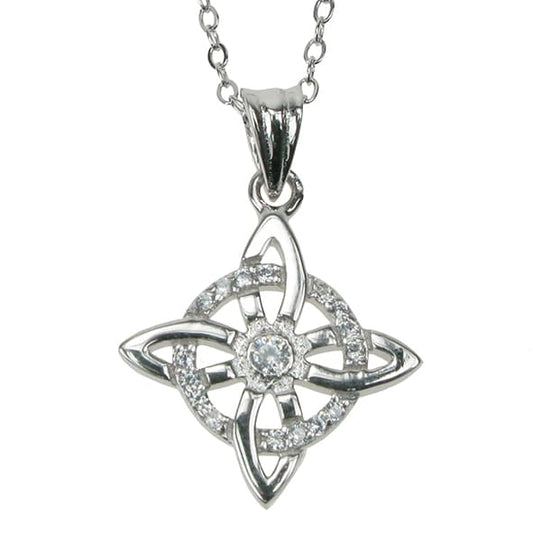 925 Silver & Cubic Zirconia Celtic Knot 18" Necklace