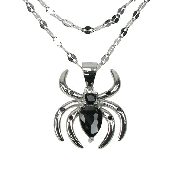 925 Silver & Black Stone Spider 18" Necklace