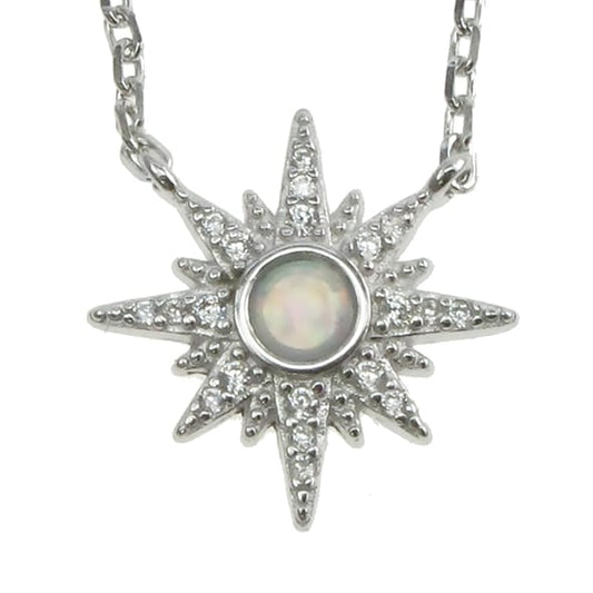 925 Silver & Snow Opal Star 18" Necklace