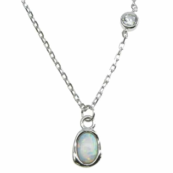 925 Silver Snow Opal & Cubic Zirconia 18" Necklace