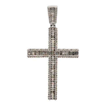 New 9ct White Gold & Diamond Set Cross Pendant