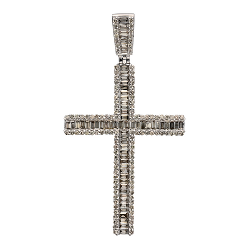 New 9ct White Gold & Diamond Set Cross Pendant