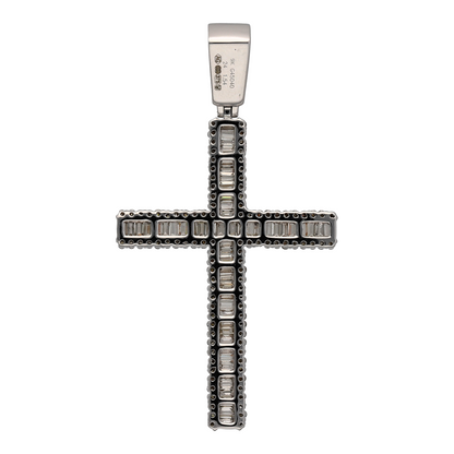 Add radiant elegance and symbolic sparkle to your collection with this pre-owned 9ct white gold diamond set cross pendant—perfect for meaningful style with standout brilliance.

Design: The cross is set with a striking combination of brilliant and baguette cut diamonds, creating depth and dimension with refined symmetry.
Material: Made from 9-carat white gold, the polished finish enhances the brilliance of the diamonds with a cool, luminous shine.
