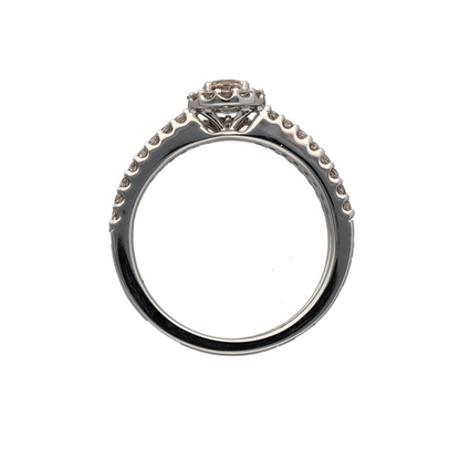 New 9ct White Gold & Diamond Halo Set Wedding Band Set