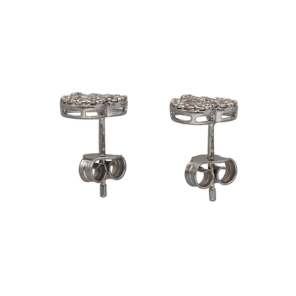 New 9ct White Gold & Diamond Set Heart Stud Earrings