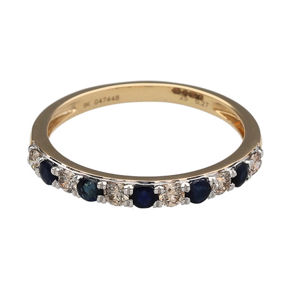 New 9ct Gold Diamond & Sapphire Set Band Ring