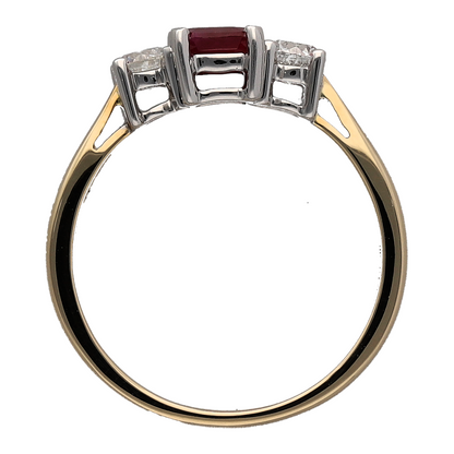 New 9ct Gold Diamond & Ruby Set Trilogy Ring
