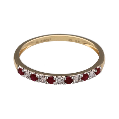 New 9ct Gold Diamond & Ruby Set Band Ring