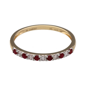 New 9ct Gold Diamond & Ruby Set Band Ring