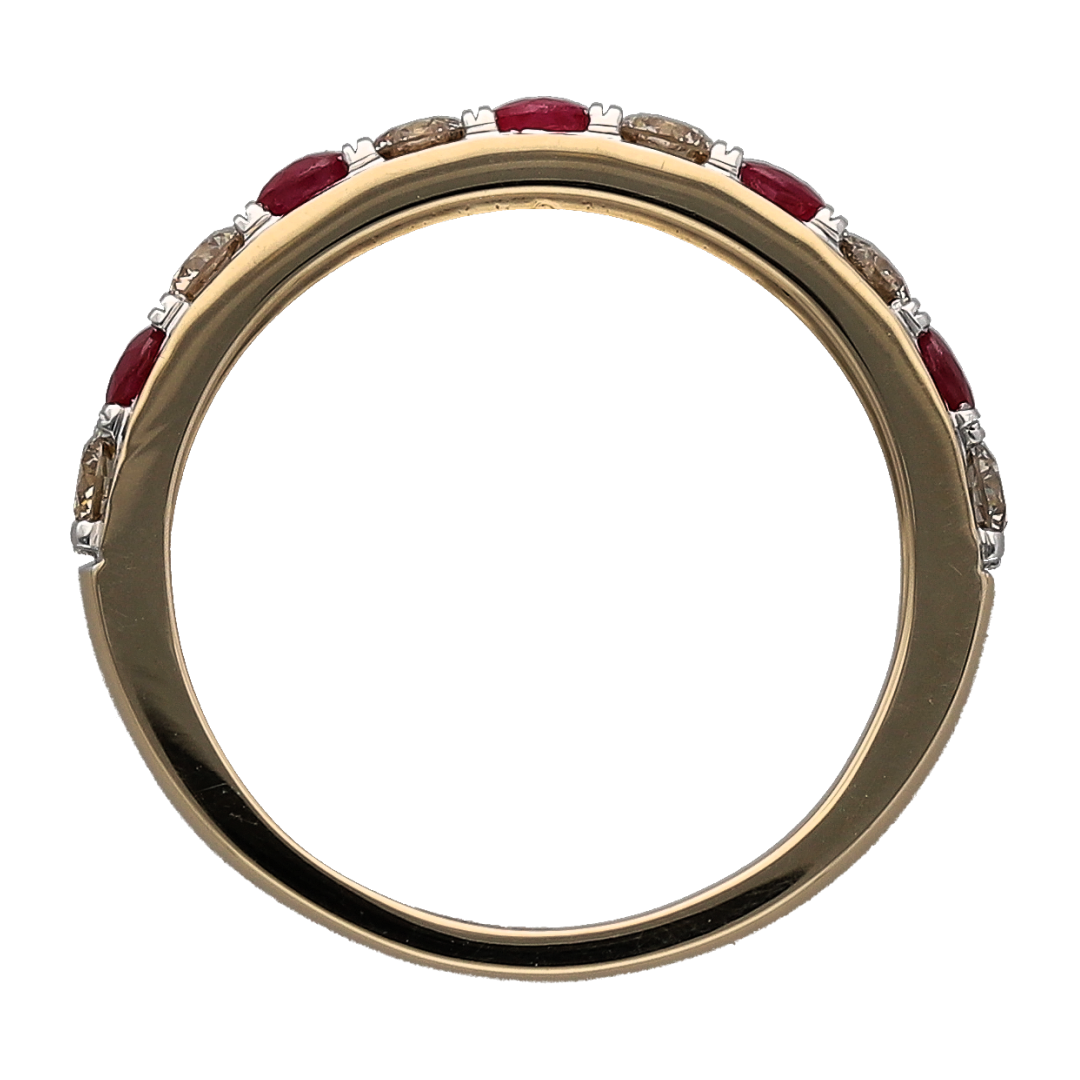 New 9ct Gold Diamond & Ruby Set Band Ring