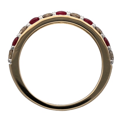 New 9ct Gold Diamond & Ruby Set Band Ring