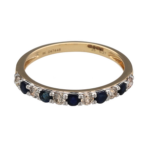 New 9ct Gold Diamond & Sapphire Set Band Ring