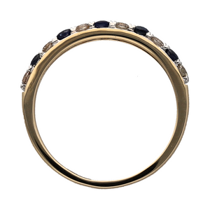 New 9ct Gold Diamond & Sapphire Set Band Ring