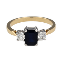 Load image into Gallery viewer, New 9ct Gold Diamond &amp; Sapphire Set Trilogy Ring
