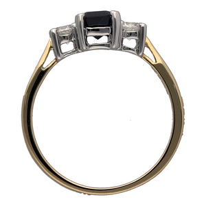 New 9ct Gold Diamond & Sapphire Set Trilogy Ring