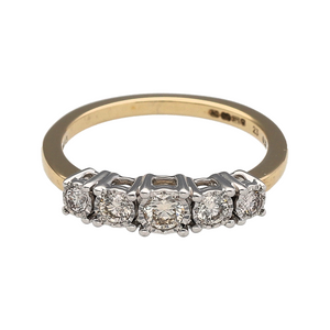 New 9ct Gold & Diamond Set Five Stone Ring