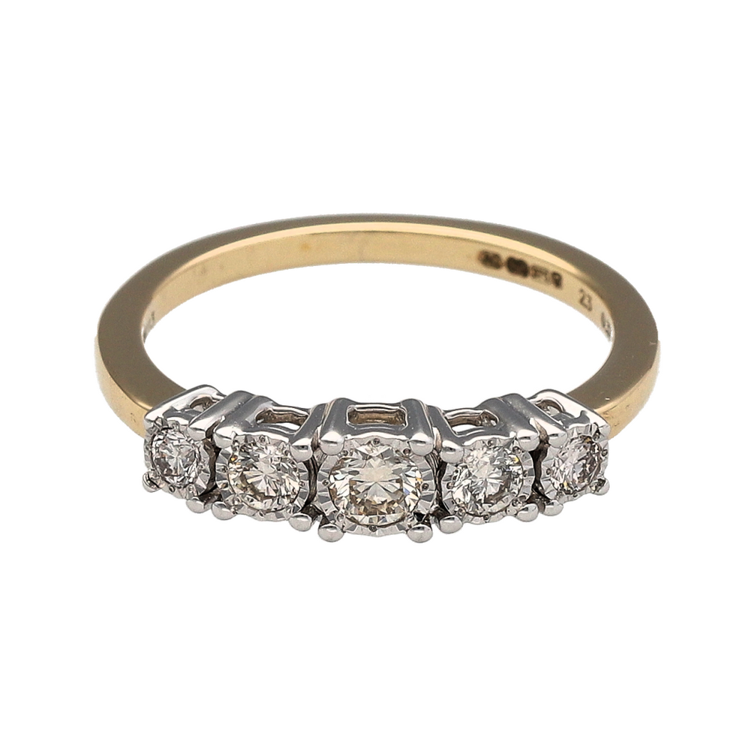 New 9ct Gold & Diamond Set Five Stone Ring