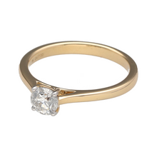Load image into Gallery viewer, Bring timeless elegance and classic brilliance to your jewellery collection with this new 9ct yellow gold diamond solitaire ring—a refined piece with a focus on simplicity, sparkle, and lasting style.

Design: Featuring a single brilliant-cut diamond of approximately 0.52ct, the solitaire design offers a striking centrepiece with clean lines and radiant clarity.

