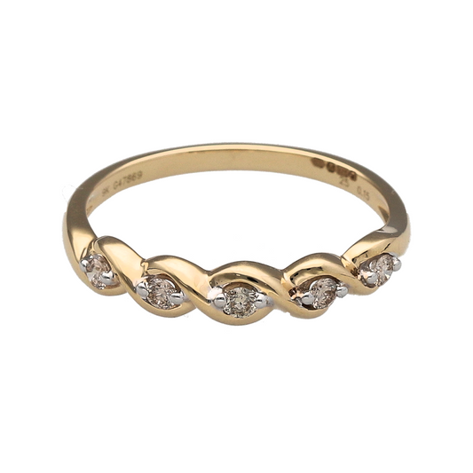 New 9ct Gold & Diamond Set Weave Band Ring