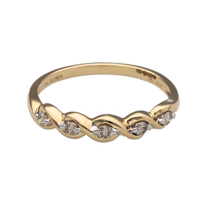 New 9ct Gold & Diamond Set Weave Band Ring