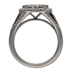 New 9ct White Gold & Diamond Set Heart Cluster Ring