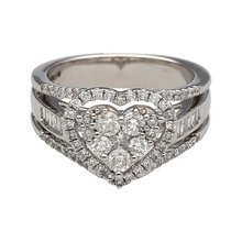 Load image into Gallery viewer, New 9ct White Gold &amp; Diamond Set Heart Cluster Ring
