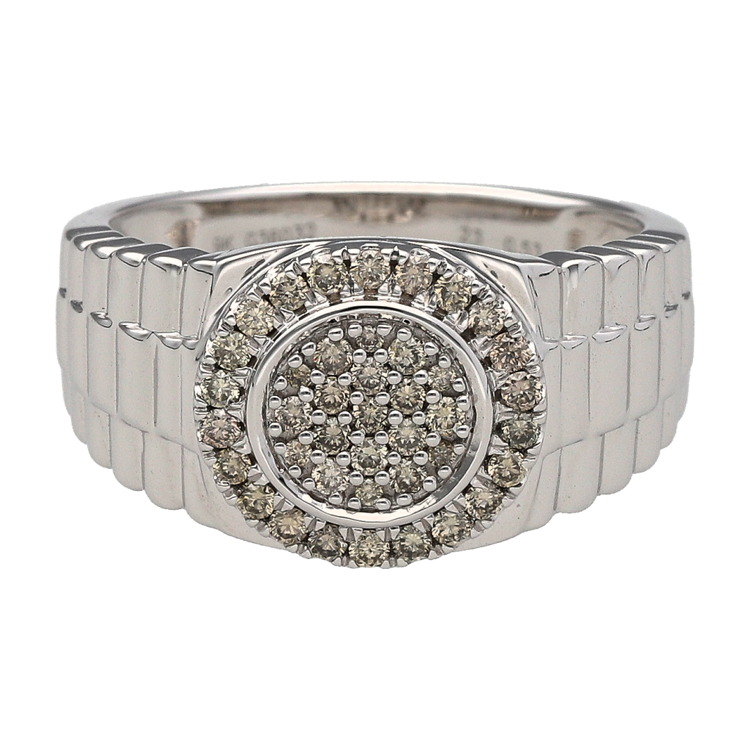 New 9ct White Gold & Diamond Set Watch Strap Style Ring