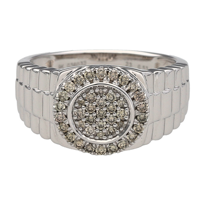 New 9ct White Gold & Diamond Set Watch Strap Style Ring