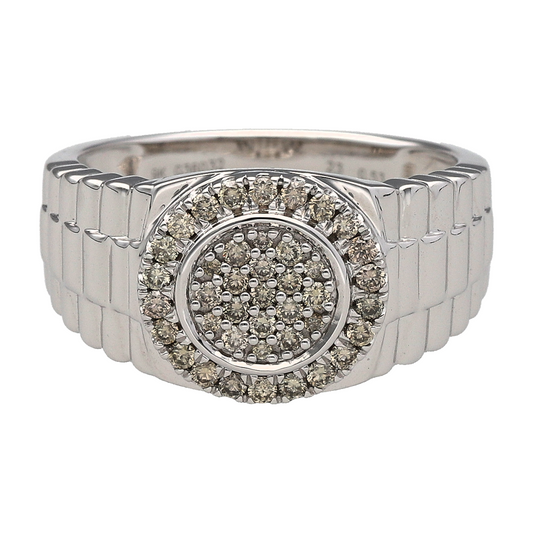 New 9ct White Gold & Diamond Set Watch Strap Style Ring