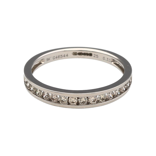 New 9ct White Gold & Diamond Set Band Ring