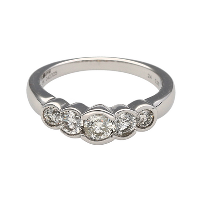 New 9ct White Gold & Diamond Five Stone Bubble Set Ring