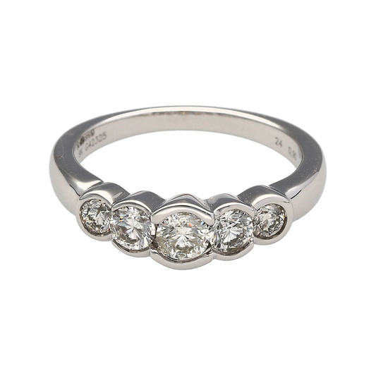 New 9ct White Gold & Diamond Five Stone Bubble Set Ring