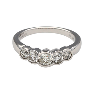 New 9ct White Gold & Diamond Five Stone Bubble Set Ring