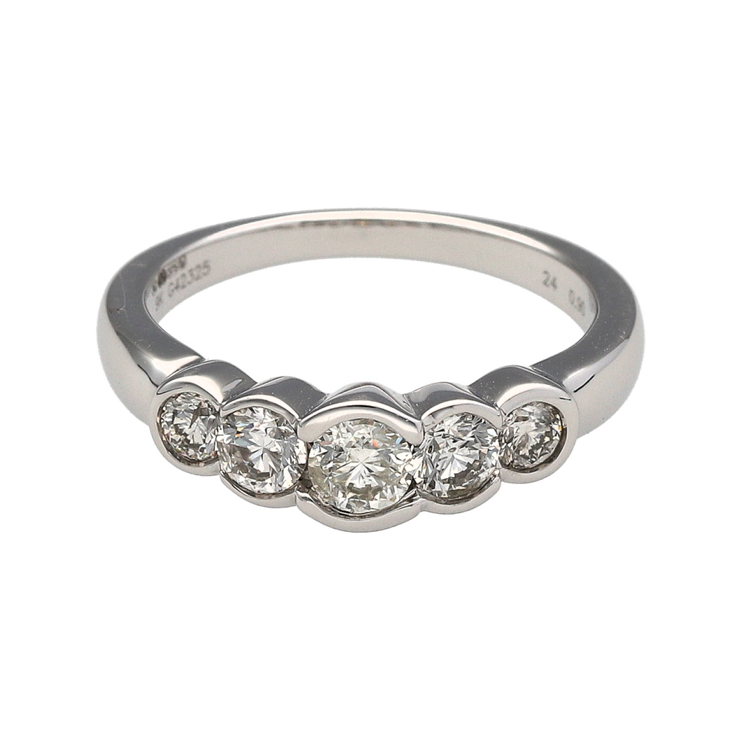 New 9ct White Gold & Diamond Five Stone Bubble Set Ring