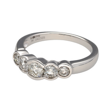Load image into Gallery viewer, Bring bold brilliance and contemporary charm to your jewellery collection with this new 9ct white gold diamond five stone bubble set ring—a standout piece with generous sparkle and modern design.

Design: Featuring five diamonds in a stylish bubble setting, this ring holds approximately 0.90ct of total diamond weight, offering a bright and balanced display of brilliance.
Material: Made from 9-carat white gold, the polished finish adds a cool, elegant backdrop that enhances the sparkle of each stone.

